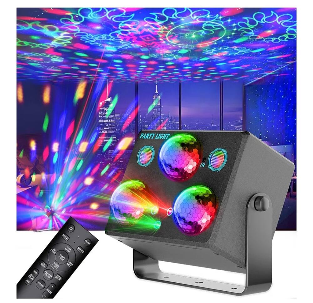 SPOOBOOLA 6-in-1 Party Light Disco DJ Strobe Projector Remote Sound Activated